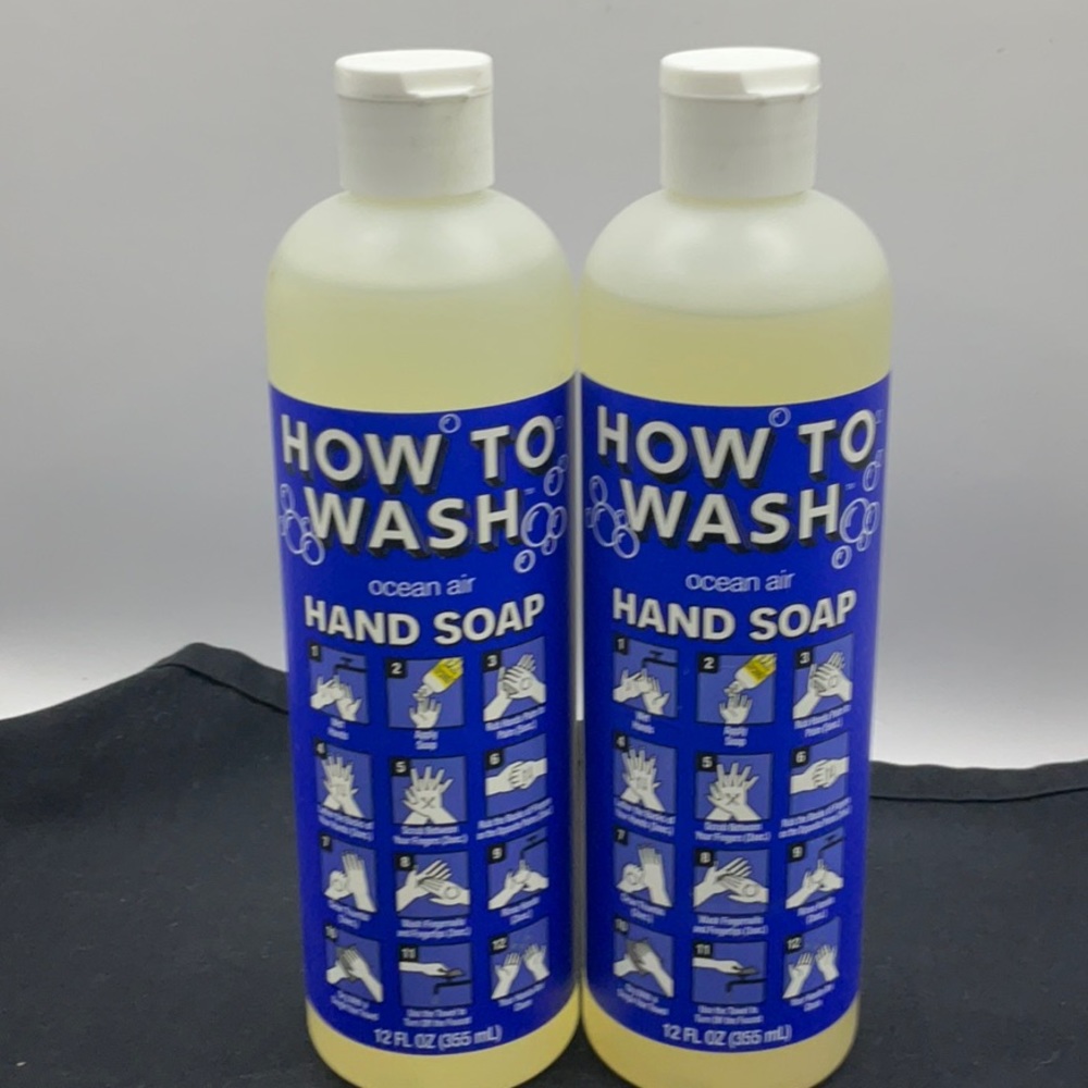 (2) How To Wash Ocean Air Hand Soap Naturally Derived 12oz Bottles